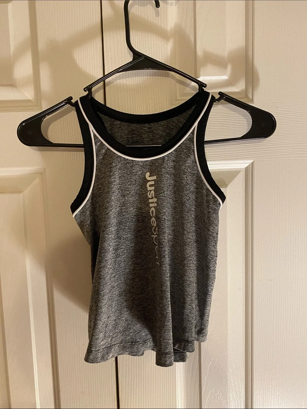 Justice Grey Tank Top with Black and White Trim